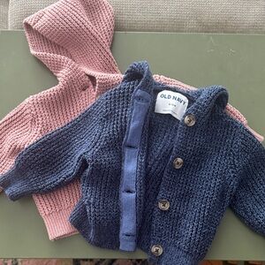 Old Navy Pink and Navy Baby Cardigans